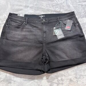 LuLaRoe‎ Black Denim Boyfriend Shorts Cuffed Size 44 Lycra Stretch New With Tags